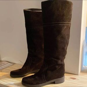 Sergio Rossi Brown Suede Tall Boot Women's
